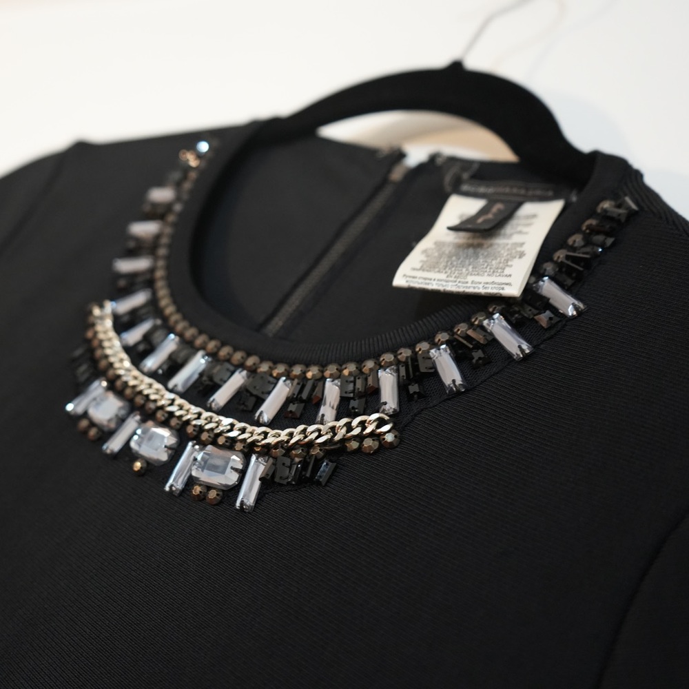 BCBGMAXAZRIA bodycon dress with beautiful jewel neckline